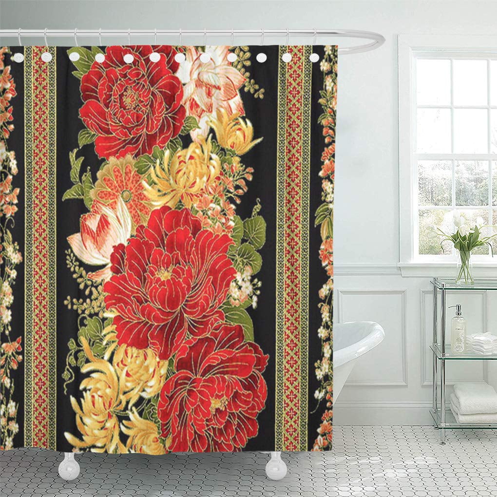 Details about   71" Plum blossom orchid bamboo chrysanthemum shower curtain Chinese style decor 