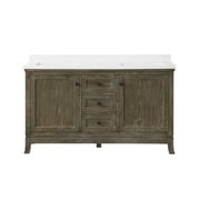 Martha Stewart Meadow 60 in. Vanity from Bedford Collection in Cerused Walnut finish