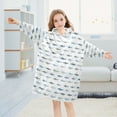 thumbnail image 4 of Wearable Blanket Hoodie for Kids Cute Shark Flannel Hooded Blanket with Pockets and Sleeves Suitable for Boys and Girls, 4 of 7