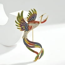 Copper Phoenix Brooch with White Zirconia, Jewelry Accessory