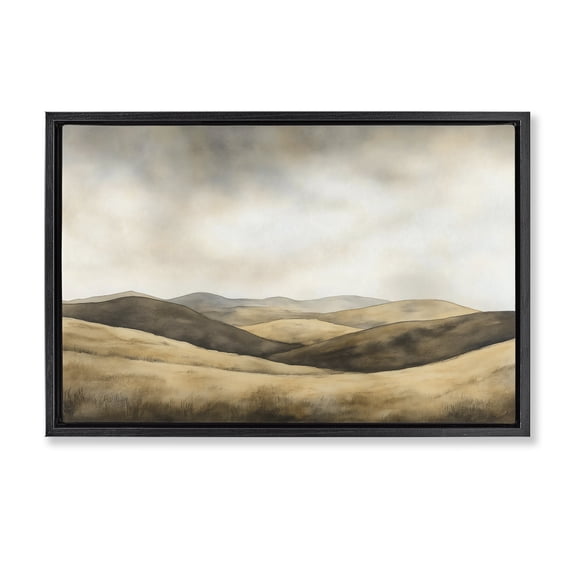 Stupell Industries Brown Landscape Hills Black Framed Floater Canvas Wall Art design by LSR Creative Studio, 17 x 25