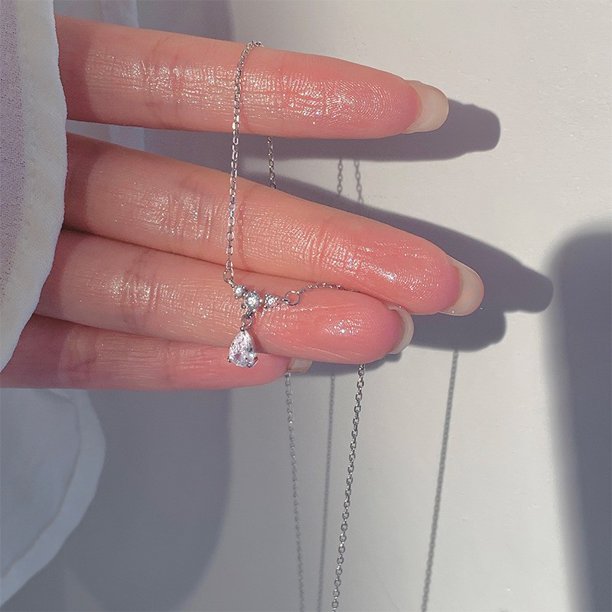 Collar de gota de agua con circonitas elegantes y suaves de estilo coreano, estilo frío, cadena de clavícula para novias súper hadas simples para mujeres