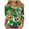 thumbnail image 2 of St Patricks Day Shirt for Women, Ladies Tops and Blouses 3/4 Sleeve, Round Neck Tee Shirts Ladies' 3/4 Sleeved Round Neck T Shirt St. Patrick's Day Printed Tops Shirts, 2 of 5