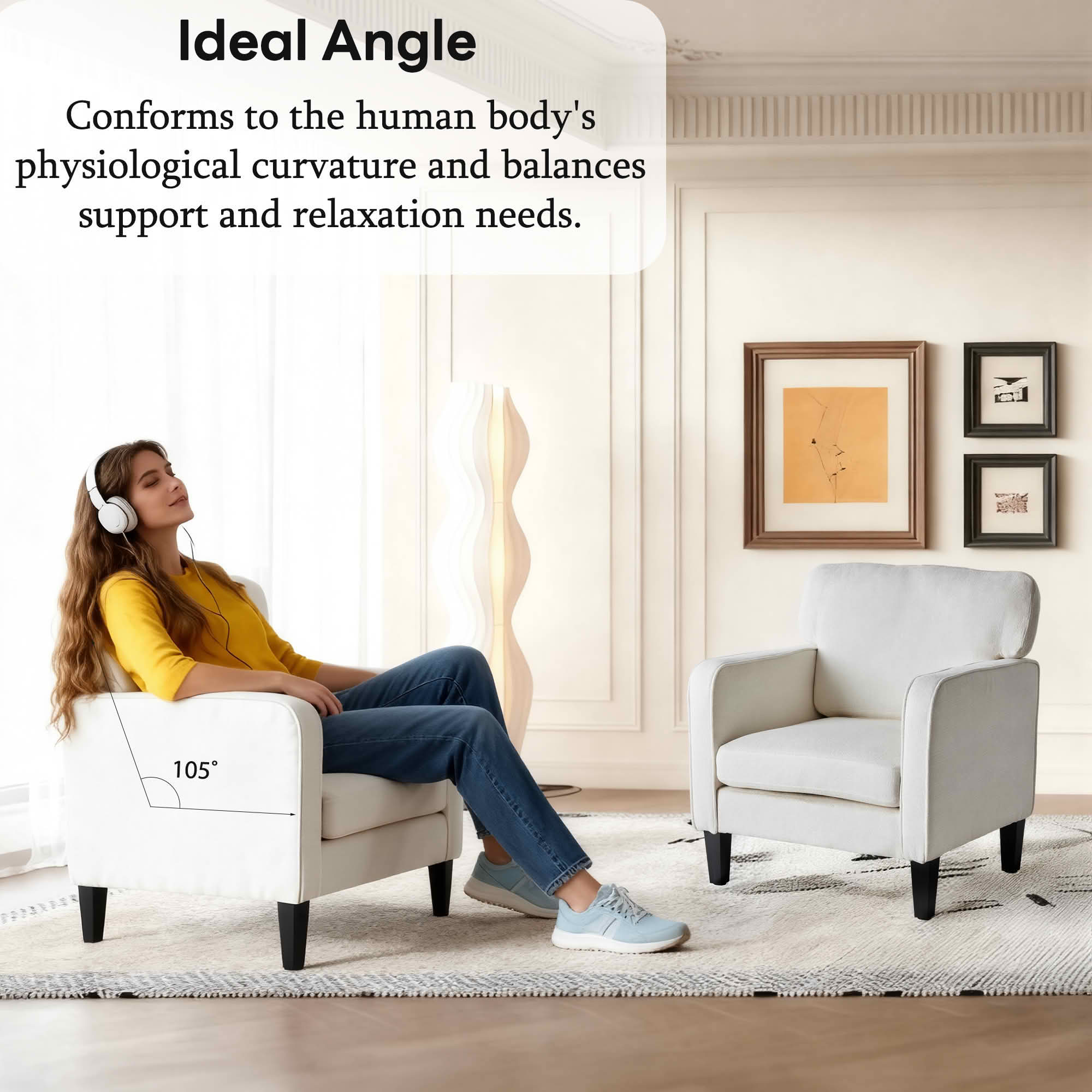 MAYEERTY Reading Chair with Armrest and Backrest Comfy Lounge Chair for Bedroom Waiting Room Reception Room