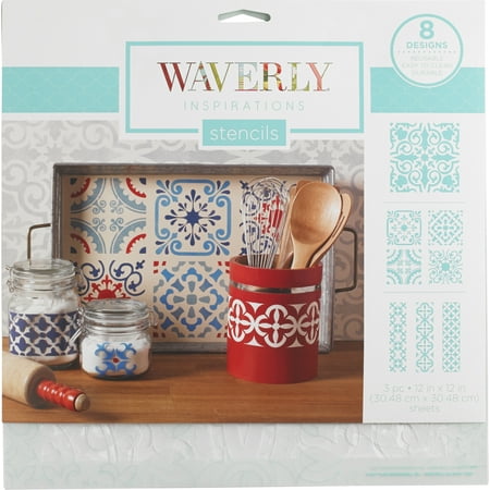 Waverly Inspirations Plastic Stencil, Tile, 12 in x 12 in, 3 Piece
