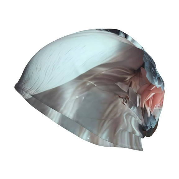 Pofeuu Flower Crown White Horse Print Beanie Hat for Men and Women Winter Warm Hats Knit Slouchy Thick Skull Cap