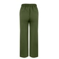 thumbnail image 5 of Womens Travel Pants Summer Long Solid Color Cotton Linen Straight Leg Loose Casual Pants Elastic High Waist Two Pockets Machine Washable L Pants For Women, 5 of 7