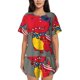 thumbnail image 1 of Balery Dinosaur Super Hero Cartoon Conjunto de Pijama para Mujer con Estampado, Dos Piezas de Manga Corta y Shorts, Ropa de Dormir Suave con Cuello Redondo y Bolsillos-XX-Large, 1 of 6