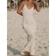 thumbnail image 5 of Vestido de flores con cordones para mujer, traje Sexy con escote en V, Espalda descubierta, sin mangas, abertura lateral, primavera y verano, 2024, 5 of 5