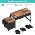 thumbnail image 3 of Computer Desk with Fabric File Drawers Cabinet, 57 Inch Home Office Desks with Filing Cabinet Printer Stand for Small Space, Study Writing Table PC Desks for Bedroom,Brown Black, 3 of 17