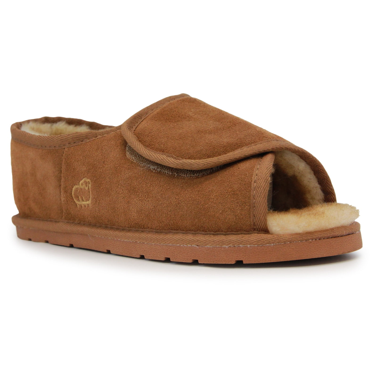 Lamo - Lamo Sheepskin M1018-CNT-M Mens Open Toe Wrap Slipper, Chestnut ...