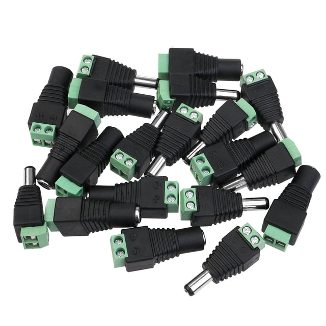 FOXNOVO - 10 pares de conectores adaptadores de CC macho y hembra de 2,1 x 5,5 mm para cámaras CCTV y tiras de luces LED