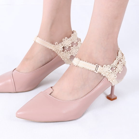 USHOBE 4Pairs Detachable Shoe Straps Lace Flower Shape Prevent Shoes from Falling Out High Heels Daily Use