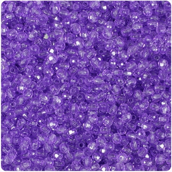 BeadTin Amethyst Transparent 4mm Faceted Round Craft Beads (1350pcs)