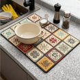 thumbnail image 1 of Dish Drying Mat,Retro Quick Drying Water Draining Mat for Kitchen Bar Countertop, Fast Water Absorption Hide Stains Easy to Clean Fit Coffee Bar Accessories Bar Mats for Countertop, 1 of 5