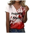 thumbnail image 1 of T-shirt à Manches Courtes Imprimé pour Femmes, Très Grand, Col en V, T-Shirt Athlétique à Manches Longues pour Femmes, Haut Blouse, 1 of 7