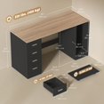 thumbnail image 2 of 55" Black Wood Grain Computer Desk with 4 Drawers & Adjustable Shelf | Home Office & Study PC Stand, 2 of 7
