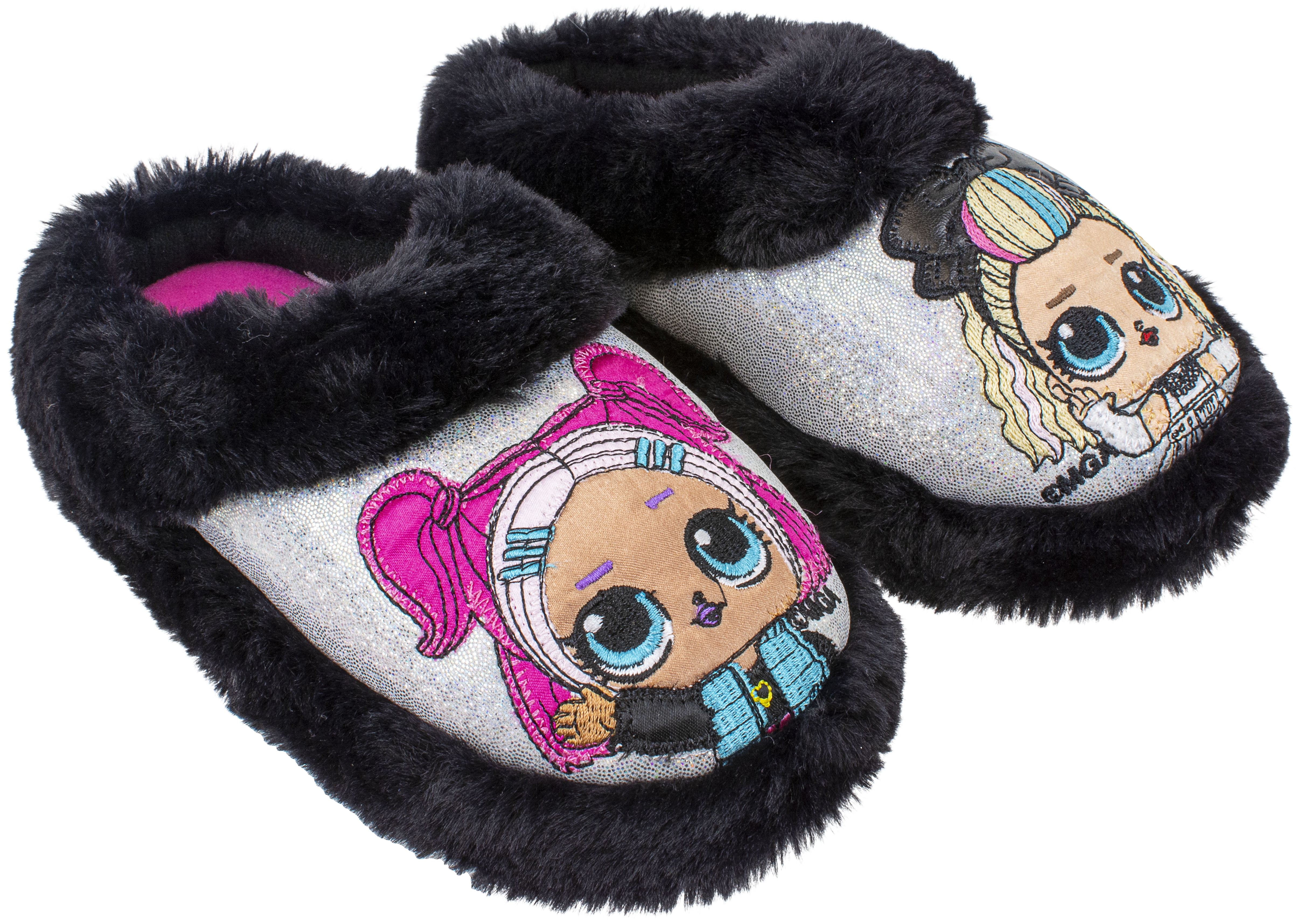 Surprise Little Kid/Big Kid Size 9 to 1 L.O.L Easy Slip-on Plush Scuff Girls Slipper Queen Bee and Rocker