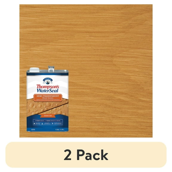(2 pack) Thompson's WaterSeal Semi-Transparent Wood Sealer, Desert Tan, 1 Gallon