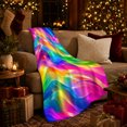 thumbnail image 3 of Abstract Rainbow Wave, Cozy Coastal Landscape Scene, Warm Flannel Blanket for Beach House and Living Room with Detailed Artwork, Beach Lovers Graduation Gift, Coastal Home Decor, 3 of 9