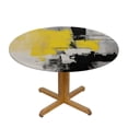 thumbnail image 3 of WYYP Brush Strokes Round Tablecloth Outdoor Fitted 100% Polyester Fiber Waterproof White, 3 of 8