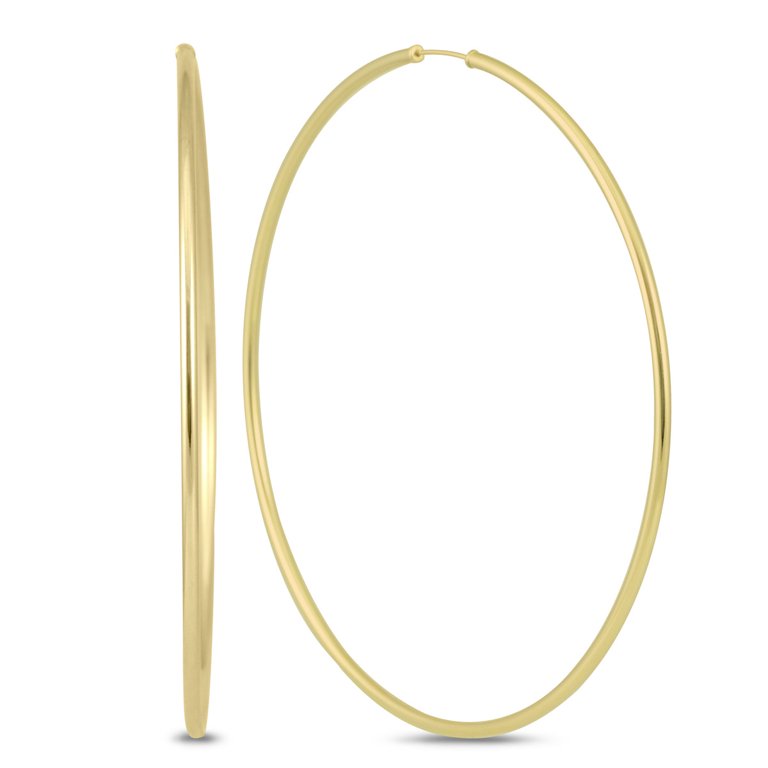 70MM Endless Hoop Earrings 14k Yellow Gold