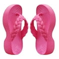 thumbnail image 2 of Xfvqtps Flip Flops for Women Flatform Wedge Split Toed Solid Color Beach Casual Summer Sandals Hot Pink, 2 of 6