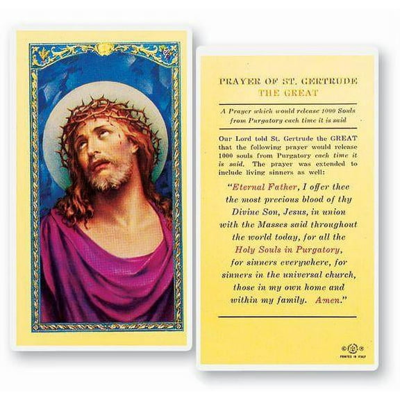 Souls in Purgatory Laminated Catholic Prayer Holy Card with Prayer on Back, Pack of 25