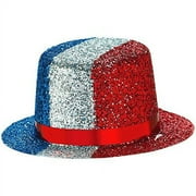 AMSCAN MINI MULTI COLOR 4.7 X 4.3 PATRIOTIC GLITTER HAT COSTUME PARTY HEADWEAR