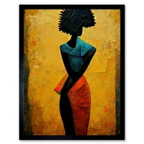 Abstract Oil African Woman Art Print Framed Poster Wall Decor 12x16 inch