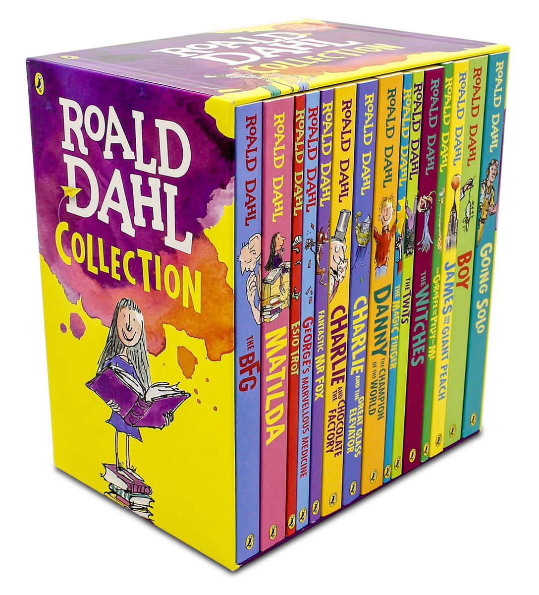 Roald Dahl Matilda SET x4 Côté Plaques de Chine 20.5 cm Blanc & Or Détail Boîte Cadeau 