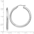 thumbnail image 3 of Auriga Fine Jewelry 925 Sterling Silver Rhodium-plated 3mm Polished/Satin Diamond-cut Hoop Earrings for Women, 3 of 6