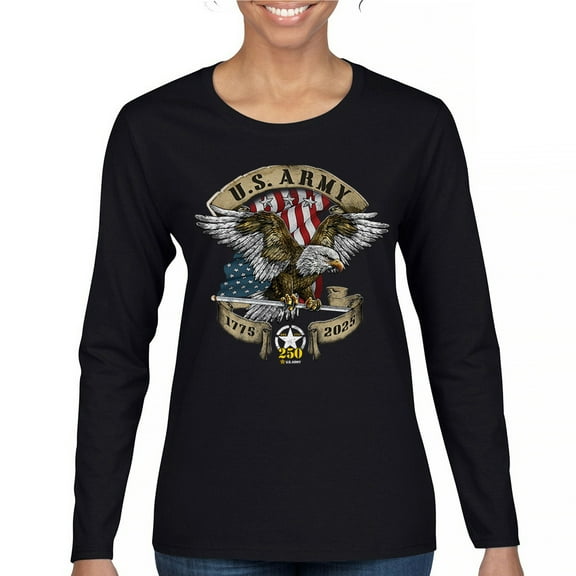 US Army Eagle Women's Long Sleeve T-shirt 250 Years Anniversary American Veteran DD 214