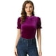 thumbnail image 1 of Blusa de terciopelo Allegra K con cuello de volantes para mujer Púrpura XL, 1 of 5