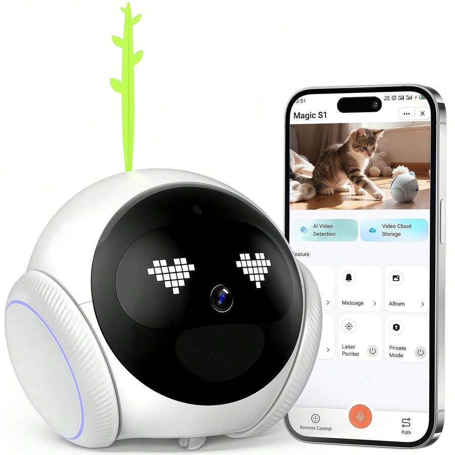 Mobile Intelligent Robot Surveillance Camera Baby/Pet/Nanny Monitoring Camera Cloud and SD Card Storage Type-C Secure Power Supply Two-Way Audio Alarm AI Motion Detection