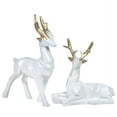 thumbnail image 5 of Set of 2 Deer Resin Showpieces - Stunning Hiran Statue for Home and Office Décor - Nature-Inspired Art Pieces Gift for Nature Lovers, Friend, Family (White), 5 of 5