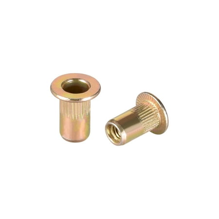 

M3 Carbon Steel Rivet Nuts Flat Head Insert Nutsert Yellow Zinc 60 Pcs