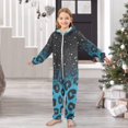 thumbnail image 6 of Blue Sparkly Glitter Leopard One Piece Pajamas Soft Jumpsuit Cozy Sleep and Play Romper Zipper and Pockets 12-13Y, 6 of 8