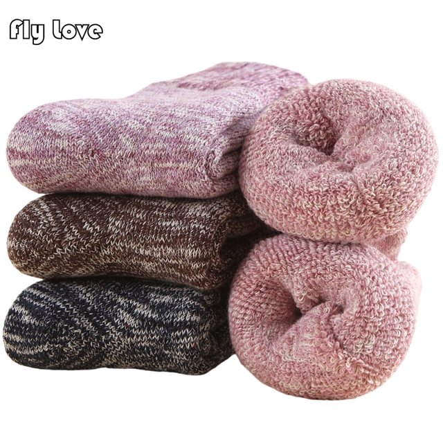 Calcetines de lana para hombre y mujer, medias de tubo medio, súper gruesas, cálidas, térmicas contra el frío y la nieve, 3 pares