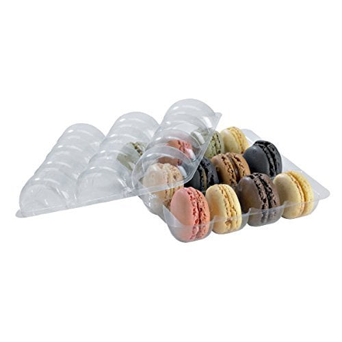 Case of 50 Sets Backery Supply Plastic Clear Macaron Insert with Clip Closure Holds 3 Macarons 