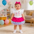 thumbnail image 2 of HAYIMI Baby Girl 1st Birthday Outfit Sets, Ruffle Sleeve My 1st Birthday Romper Gradient Tulle Tutu Skirt and Big Bow Headband Party Classic Clothes Sets, 2 of 6