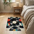 thumbnail image 3 of ODIKA 2'x3' Washable Throw Rug Record Vintage Vinyl Disc Cluster Music Multicolor Labels Cd for Hallway, Study Room, Non-Slip Low Profile, Flatwoven, 3 of 7