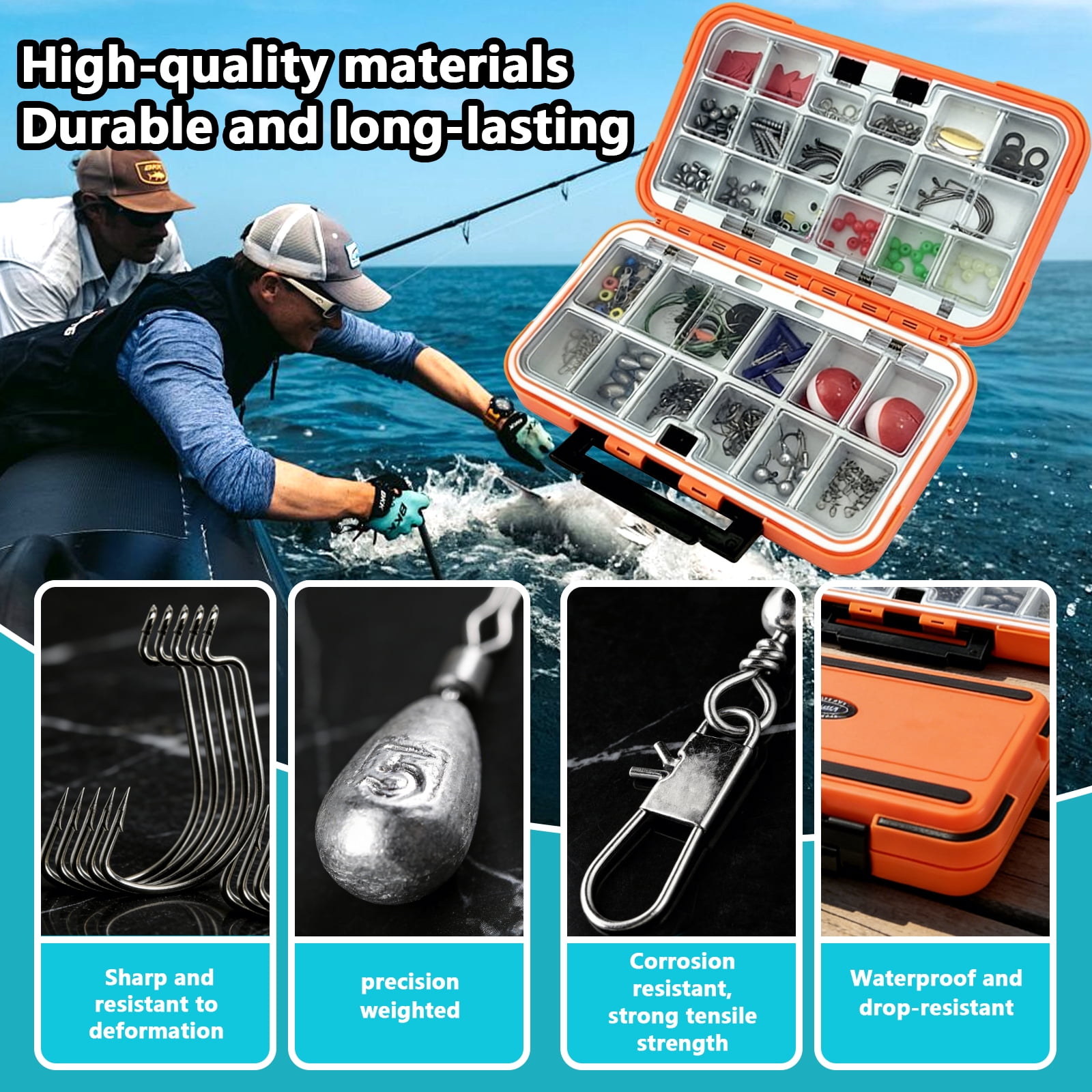 Arcticwind Fishing Accessories Kit,246PCS Fishing Tackle Box with Hooks with Fishing Hooks,Swivels,Beads,Heart Shaped Plastic Sheet for Saltwater & Freshwater Fishing