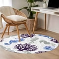 thumbnail image 5 of Summer Ocean Round Living Room Rugs 3.3 ft, Blue Seahorses Purple Coral Marine Life Abstract Washable Area Rug with Non-Slip Sturdy Edge Binding Round Front Door Mat Floor Carpet for Entryway, 5 of 9