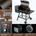 thumbnail image 3 of KingChii 456 SQ.IN Pellet Grill Smoker with Side Shelf, 8 IN 1 BBQ Grill with PID Temperature Control for Outdoor Cooking, BBQ Camping and Patio, Brown, 3 of 8