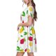 thumbnail image 2 of Easygdp Strawberry and Lemon para Vestido Transpirable de Mujer, Vestido Suelto de Manga Corta con Pliegues y Bolsillos para el Verano, 2 of 6