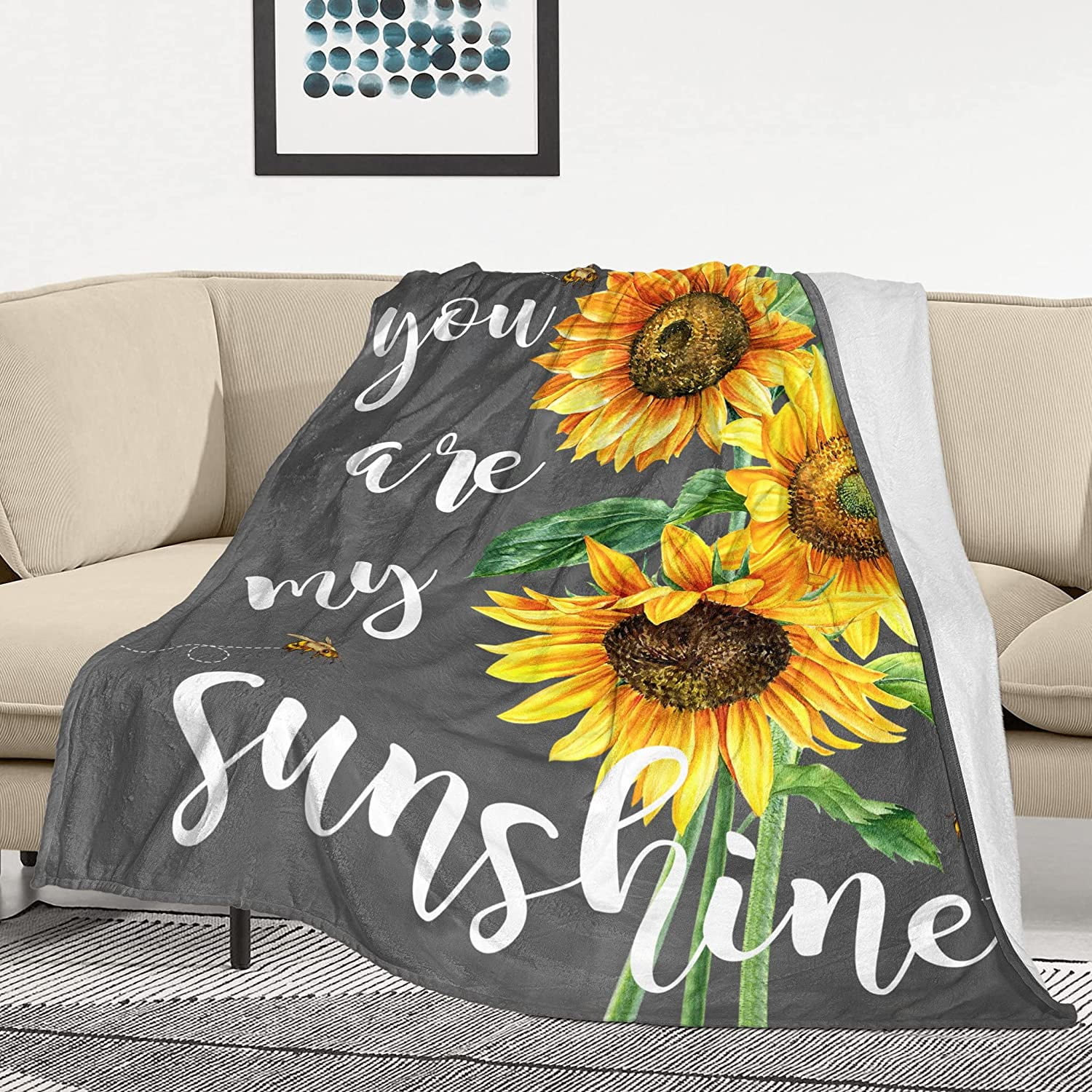 Sunflower Blanket Soft Flannel You are My Sunshine Throw Blanket Sunflower Gifts for Women Mom Daughter Wife 50"x40"