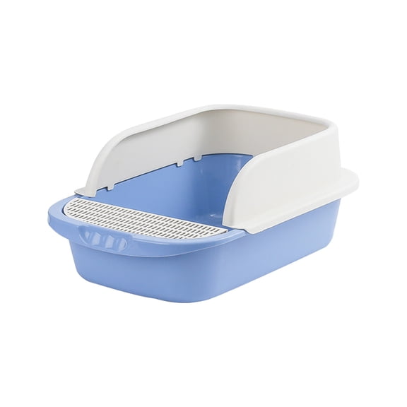 Open Cat Litter Box with High Side,Anti-Splashing Cats Litter Pan,Kitten Toilet with Litter Sifting Scoop,Semi-Enclosed Removable Kittens Litter for Boxes Easy to Clean No Odor 11×17×7 inches