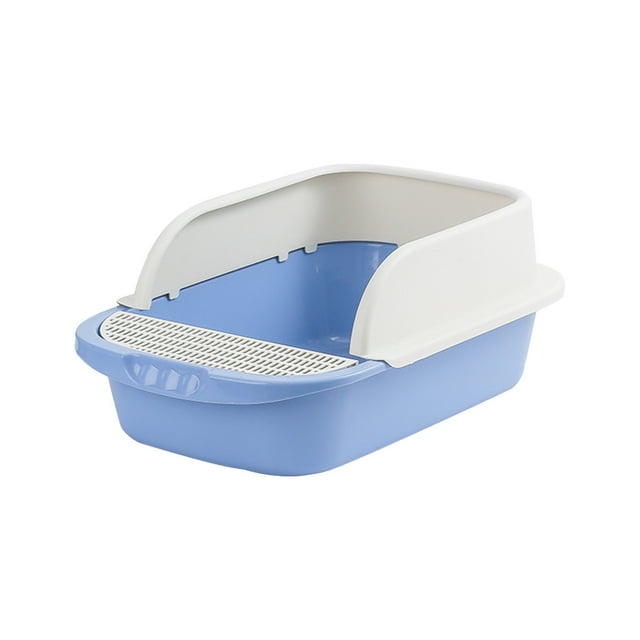 Hiroekza Extra Large Anti-Splash Semi-Enclosed Cat Litter Box for Indoor Home Use, Large Capacity Odor-Resistant Design, Non-Slip Base, Perfect for Adult Cats Kittens and Large Cats Blue