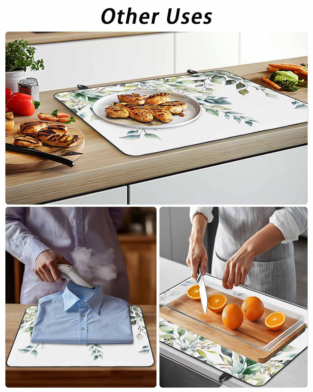 Stove Top Covers for Electric Stove, Eucalyptus Leaves Glass Stovetop Cover Protector, Watercolor Weeping Teal Botanical Induction Cooktop Protector Oven Mat for Kitchen Countertop 24"x21"